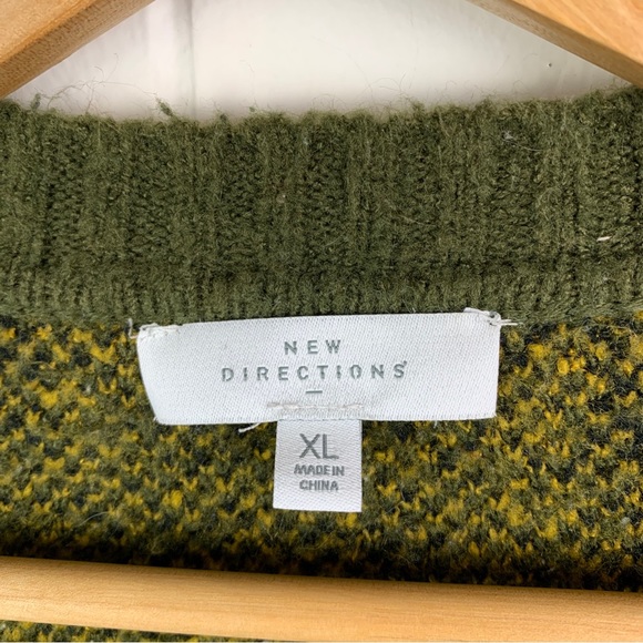 New Directions Cardigan Sweater Open Front Leopard Print Green Women’s XL - Picture 3 of 3